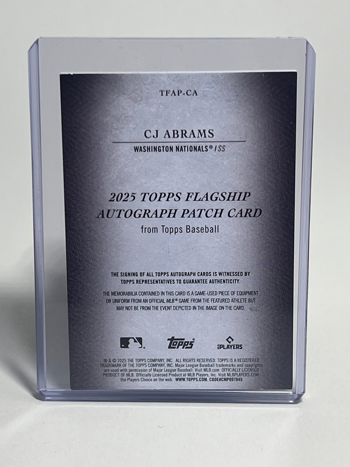 2025 C.J. Abrams Topps Flagship Autograph Patch Card Bronze  /25 game used