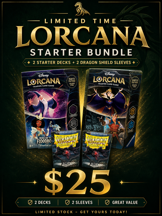 Lorcana starter deck bundle - 2 x Rise of the floodborn starter decks & 2 x black matte dragon shield sleeves